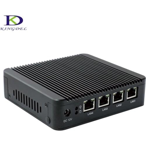 4*LAN Fanless Mini PC Intel J1900 2GHz up to 2.42 Quad Core Four Thread Micro Computer Mini Destop PC win7 Terriy PC 8G+64G SSD