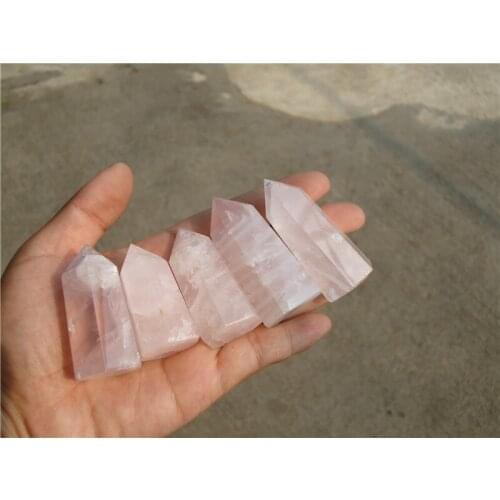 5pcs/lot) 100% natural rose quartz crystal point wand free shipping