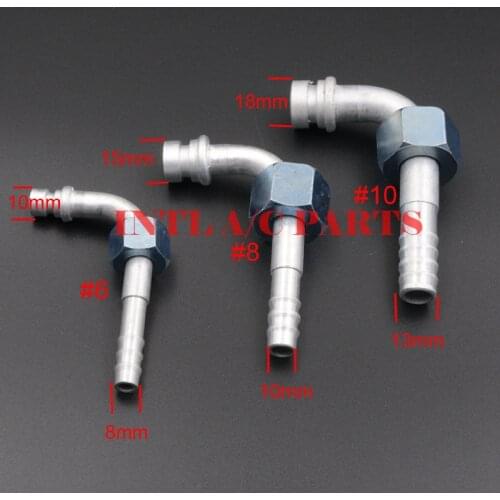 #6 #8 #10 R134a 90 Degree Barbed O-Ring Female Fitting for A/C Air Conditioning Reduced Barrier Hose #6 #8 #10