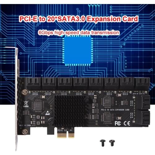 SA3112J PCIE Adapter 20 Port SATA Controller PCI Express X1 to SATA3.0 6Gbps Interface Rate Expansion Card for Desktop PC