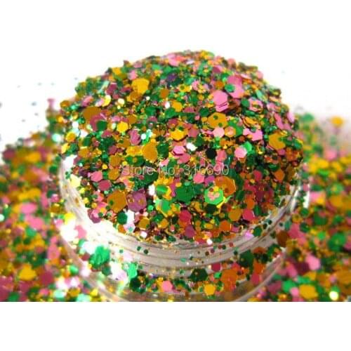 Nail Art Acrylic Gel Glitter mix Mardi Gras