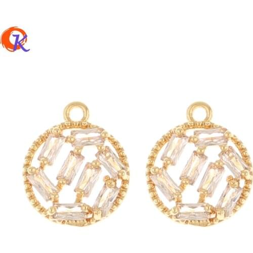 Cordial Design 20Pcs 9*11MM Jewelry Accessories/DIY Making/Earring Findings/Genuine Gold Plating/Pendant/Hand Made/CZ Charms