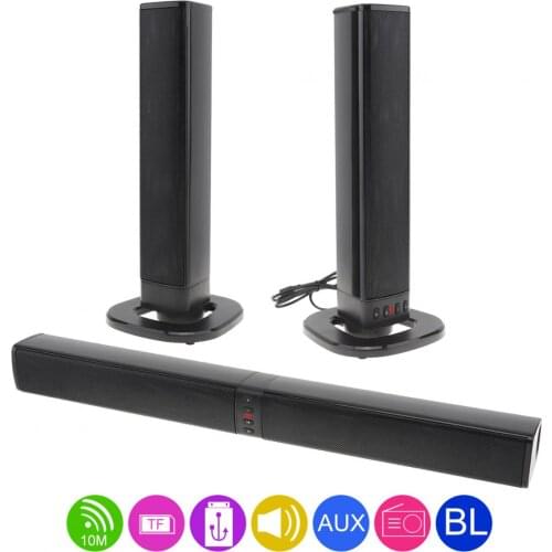 BS-36 Home Theater Sensurround Bluetooth Foldable and Split Soundbar Speaker with 4 Full Range Horns for TV / PC / Phone