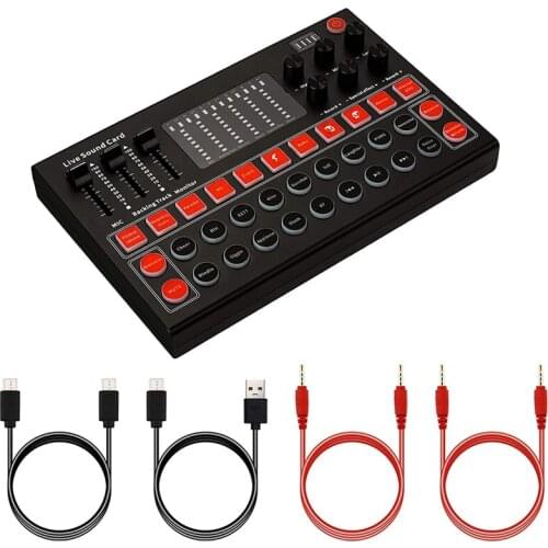 Bluetooth Live Sound Card, Audio Mixer, Sound Effects for Live Streaming, Music Recording, Game, Singing, PC, Laptop