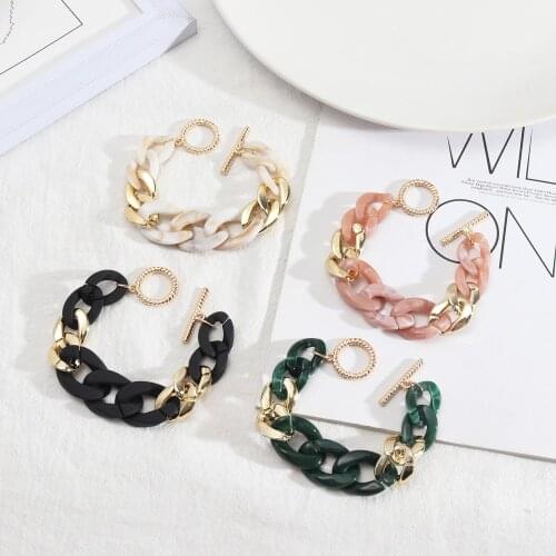 Acrylic Link Chain Bracelets for Women Custom Resin Bangles Trendy Fashion Jewelry Gift Mother Day Gift Autumn Winter Accessorie