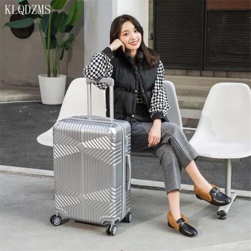 KLQDZMS New Vintage 20"24"28"inch trolley suitcase password men women travel suitcase ABS＋PC rolling luggage spinner on wheel