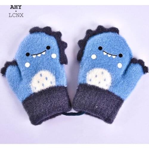 Mitten for Children Rabbit fur Thick Warm Cute Knitted Mittens For 1-6years Baby New Hanging Neck Winter Glove Soft baby gloves