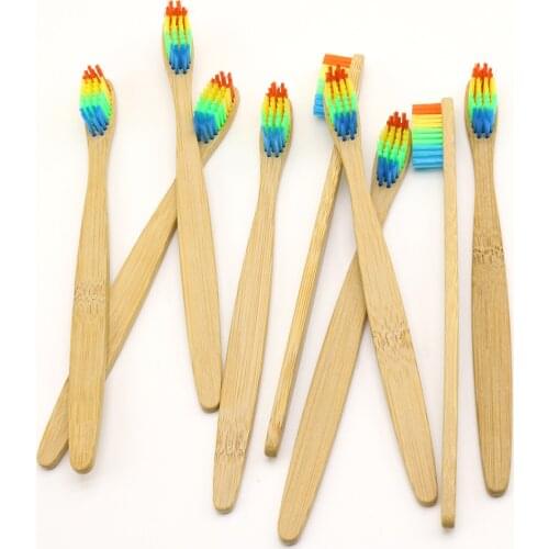 DR.PERFECT 50 PCS/lot Colorful Head Bamboo Toothbrush Wholesale Environment Wooden Bamboo Toothbrush Oral Care Soft Bristle