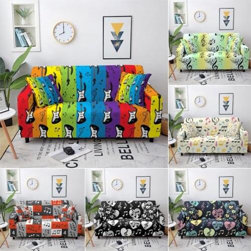 3D Music Elastic Sofa Covers For Living Room Stretch Sofa Slipcover Furniture Protector Couch Cover Sofa Chaise Cover Lounge