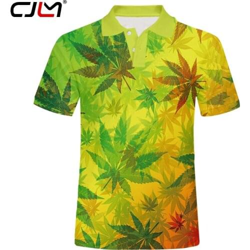 CJLM Brand 2020 3D Mens Short Sleeve Polo Shirts Men Quick Dry T Shirts Tee Shirt Crop Top Leaf full body print customizable