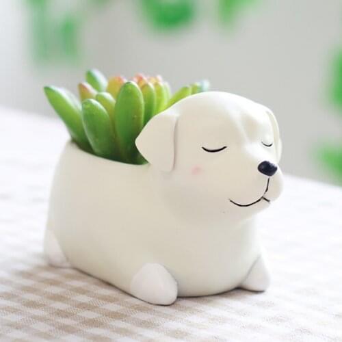 Creative Flower Pot Cartoon Dog Planter Puppy Resin Planters Pots For Flowers Flower Desktop Macetas Home Garden