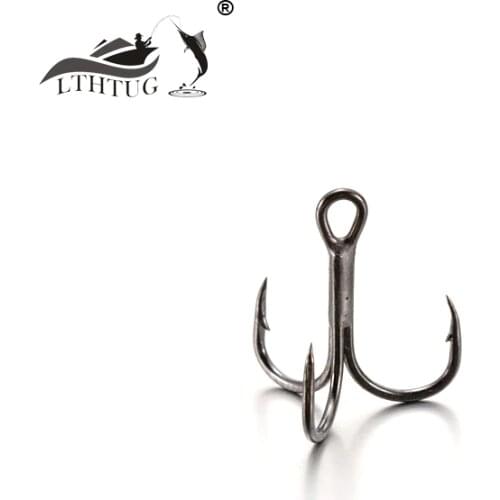 LTHTUG 15pcs/lot Hamecon Peche Stream Bait Small Treble Hook 12# 14# 16# Black Color High-Carbon Strength Steel Fishing Hook