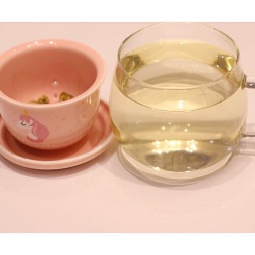 Cartoon teacup, household tea cup with lid and tea, separable office glass tea cup