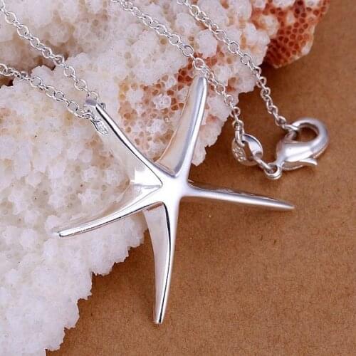 Necklaces silver plated trendy jewelry pendant necklaces sea star 18 inches jewelry wholesale free shipping hhoi LP027