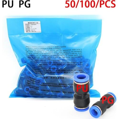 100 PV PG 4-6mm 6-8mm 6-10mm 6-6MM pneumatic air connector, one-button push straight air connector, plastic quick connector