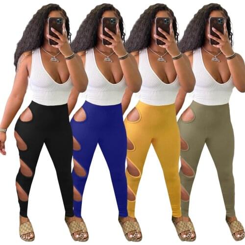 Casual Womens Wear Hole Stitching Vest Tight Jumpsuit 2021summer Womens Jumpsuit Yoga Leisure Exercise Fitness Sports Jumpsuit