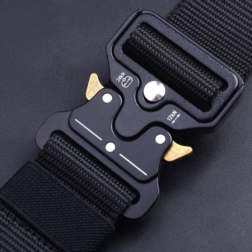 Belt Tactical Heavy Webbing Adjustable Military Style Mens Nylon Training Belt With Quick-Release Metal Multifunctional Buckle