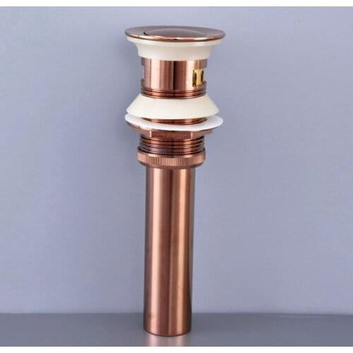 Luxury Rose Gold Bathroom Basin Sink Pop Up Drain Brass with Overflow Vanity Sink Waste Drainer