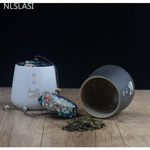 Handmade Ceramic Tea Cans Travel Portable Tea Cans Bamboo Cover Airtight Jar Candy Storage Pot Boutique Teaware Supplies