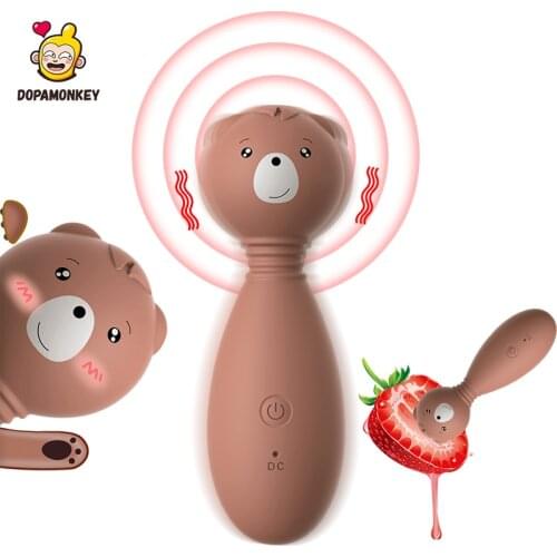 Cute Bear Av Wand Vibrator 12 Speed Clitoral Stimulation Mini Vibrator for Beginner Vagina Massage Fast Orgams Sex Toy for Women