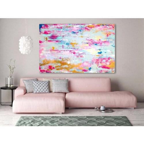 Handmade thick knife abstract high quality oil painting Pink Gold Gold dream abstract on Canvas Painting Decor Oil Painting art