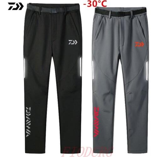 Daiwa Outdoor Softshell Fishing Pants Winter Waterproof Warm Fleece Trousers Climbing Mountain Skiing Trekking Hiking Fish Pant