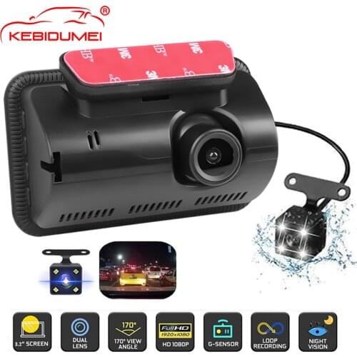 Pro 3.5'' Two Ways Car DVR FHD 1080P Dual Lens Video Recorder With Rearview Mirror Camera 170 Wide Angle Dash Cam Camcorder