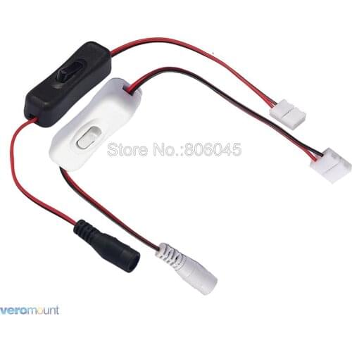 ON/OFF Switch with Female Power Cable DC 5.5x2.1mm & 8mm / 10mm Easy Solderless Snap Connector for 12V 24V LED Strip Light