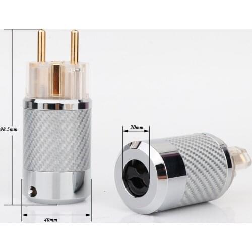 WCF4-TEG Hifi Carbon Fiber Gold Plated With gasket European standard AC Power Plug IEC Female Plug DIY Mains Power Connector