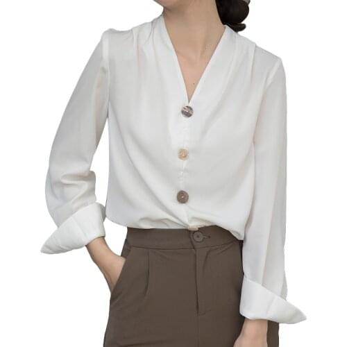 Womens Tops and Blouses Autumn Long Sleeve V-neck Loose Shirt Casual Blouses Top Blusas Mujer De Moda 2021