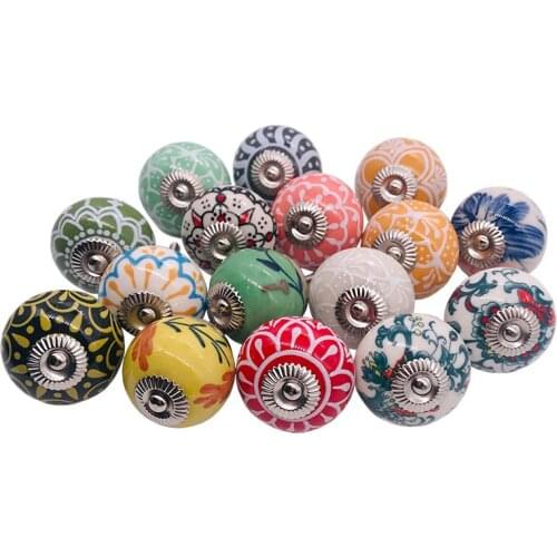 1Pc Chinese Hand Painted Flower Porcelain Ceramic Knobs Pulls Kitchen Bathroom Cupboard and Wardrobe Door Handles - 16 Types
