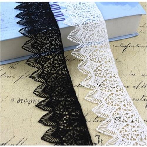1yard*6cm wide White and black Water soluble milk silk ribbon hollow lace trim fabric for Sewing on Bridal Wedding dress Crafts