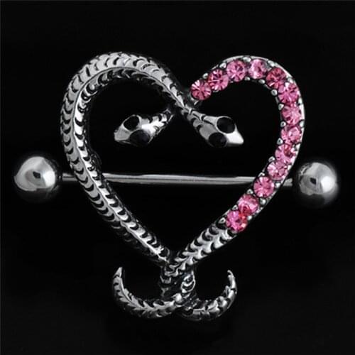 2021 European and American fashion mixed heart-shaped bead nipple ring punk style nipple pierced human jewelry