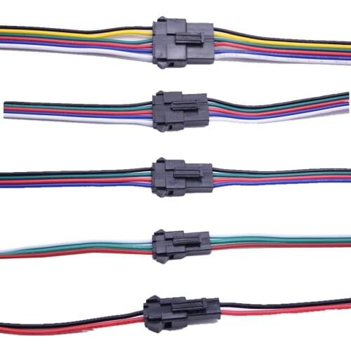 2pin 3pin 4pin 5pin 6pin led wire connector Male/female JST SM Plug Electronic Connector Wire cable for led light Driver CCTV
