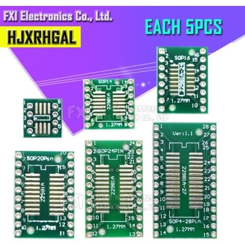 30PCS PCB Board Kit SOP24 SOP8 SOP14 SOP16 SOP20 SOP28 SMD Turn To DIP Adapter Converter Plate SOP 8 14 16 20 24 28 igmopnrq