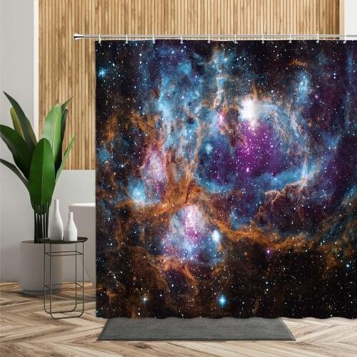 3D Universe Galaxy Shower Curtain Fantasy Starry Sky And Space Scenery Hanging Cloth Waterproof Curtains For Bathroom Home Decor