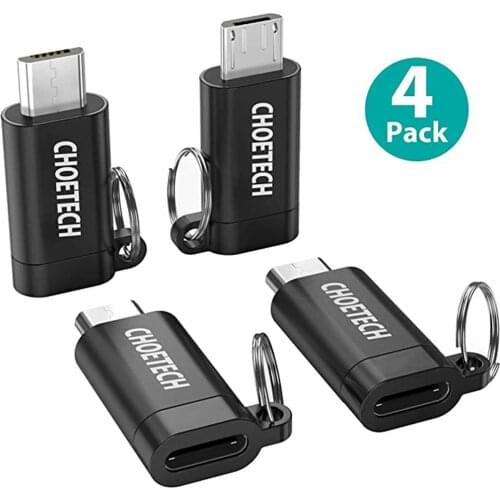4pcs/set Type C (Female) to Micro USB (Male) Charge Sync Convert Connector with Keyring for Samsung Galaxy S7/S7 Edge, Nexus 5/6