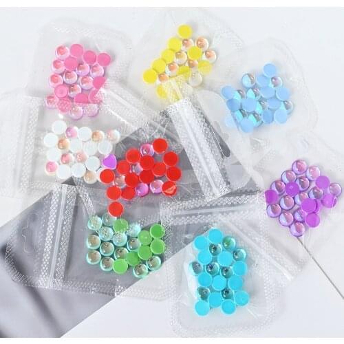 50 pcs/pack 3D Crystal Candy Color Nail Art Decoration 8*8mm Heart/Round Symphony Flat Back Rhinestone Manicure Accessories YT#5