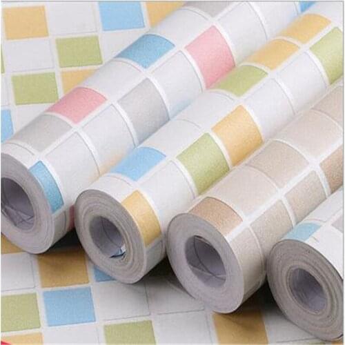 Beibehang PVC thick waterproof moisture mosaic kitchen bedroom bathroom student dormitory self-adhesive wallpaper decoration