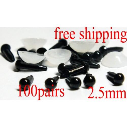 Free shipping!!!100pairs Black mini safety toy eyes, 2.5mm diameter, craft doll eyes