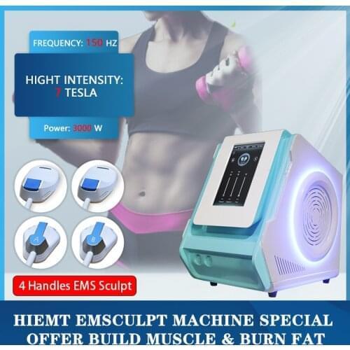 Free shipping 4 handles HI-EMT High-Intensity Emslim EMS Electromagnetic muscle Fat Burning Shaping Slim Muscle Beauty machine