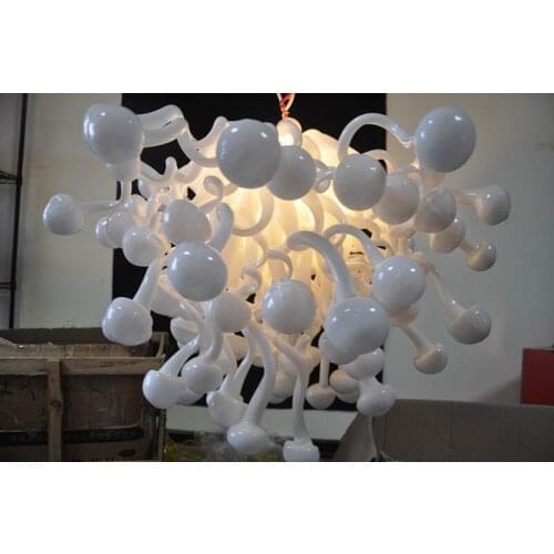 Free Shipping White Color LED lights Modern Art Glass Chandelier Lamp