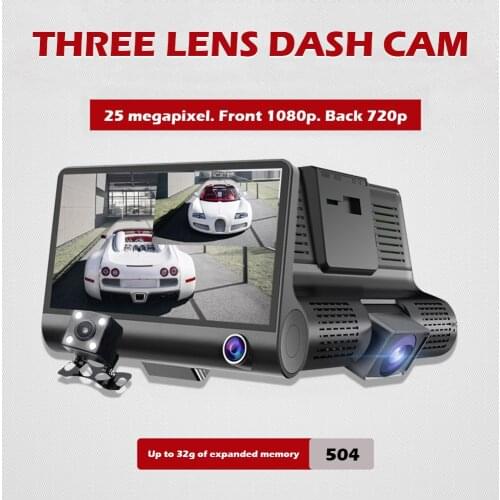 Wireless Night Version Driving Recorder 1080P Dash Cam 4 inch Display Dual Lens Dashboard Camera with Rearview Camera
