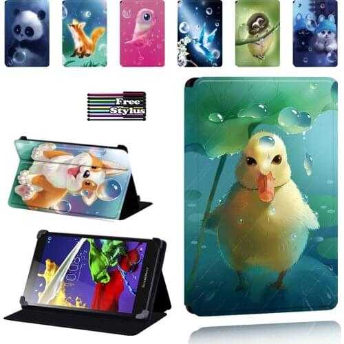 Animal Pattern Case for Lenovo Tab 2 A7/A8/A10-70/Tab 3/Tab 4 High Quality PU Leather Tablet Foldable Case