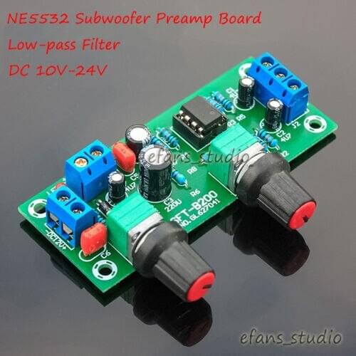 DC10V-24V 12V NE5532 Subwoofer Pre-Amplifier Preamp Board Low-pass Filter Module