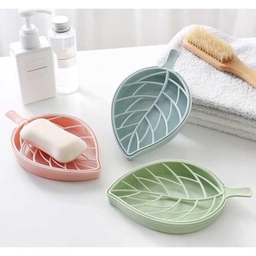 Leaf Shape Soap Holder Non Slip Soap Box Toilet Shower Tray Draining Rack Bathroom Gadgets Soap Dish Soap Tray Holder