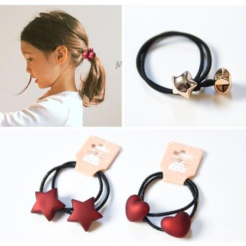 2019 Korea Fashion Geometric Heart Star Double Strand Children Elastic Hair Bands Cute Animals Cartoon Girl Hair Accessories