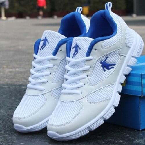Big Size 36-46 Breathable Mesh Fashion Mens Sneakers Summer Jogging Lace Up Unisex Casual Shoes Lace Up Mens Sneakers