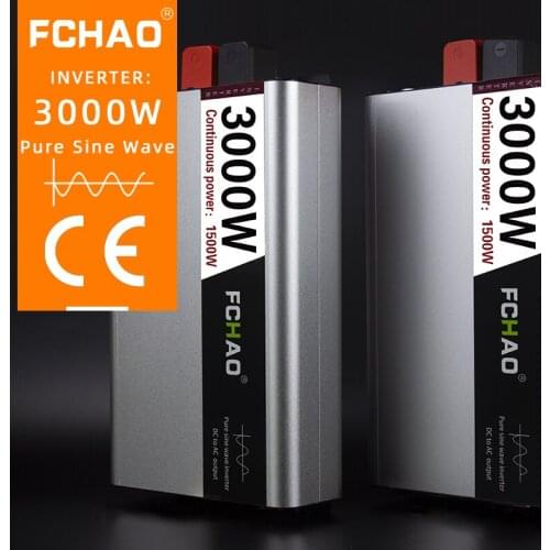 FCHAO 3000W Inverter 12v 220v Pure Sine Wave 24v 110v LED Display EU US JP Socket Voltage Transformer Power Converter Ups