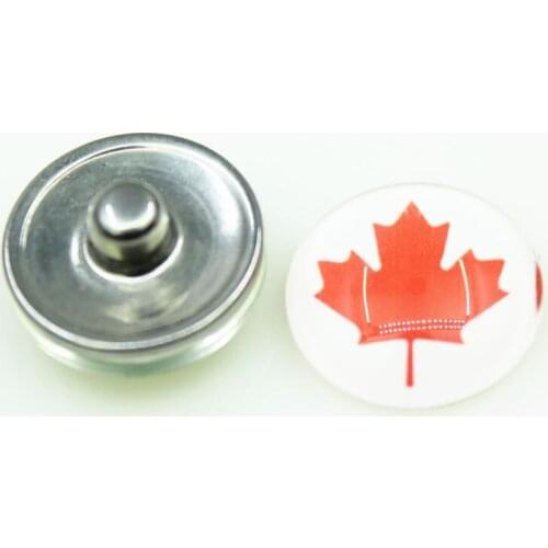 Flag Of The Canada 20pcs/lot Snap Buttons fit 18mm Ginger Button Snap Bracelet&Bangles Letters DIY Snap Jewelry Charms